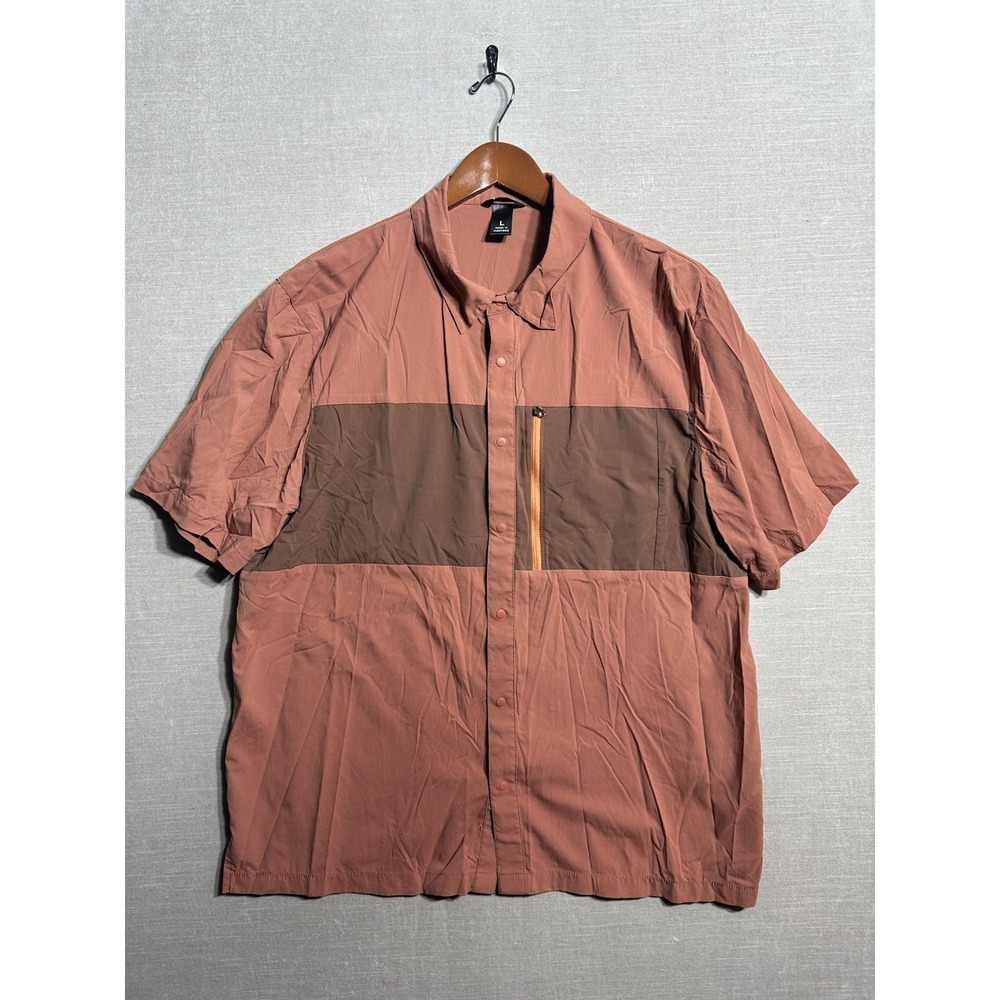 Cotopaxi Cambio Shirt Men's Large Brown Orange Short Sleeve Button Up Outdoor